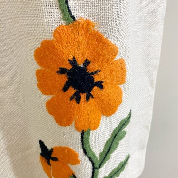 Vintage Tammy Andrews Cream/Orange Sleeveless Pencil Dress Floral Crewel Detail - Picture 3 of 8